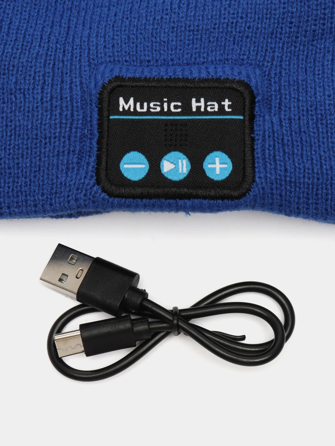 Синий шапка с наушниками зимняя из акрила, мужская, женская, Bluetooth 5.0