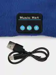 Синий шапка с наушниками зимняя из акрила, мужская, женская, Bluetooth 5.0