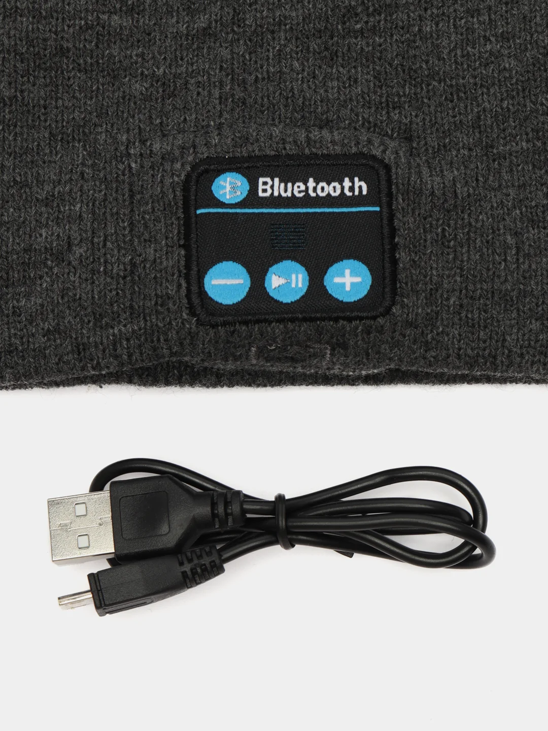 Тёмно-серый шапка с наушниками зимняя из акрила, мужская, женская, Bluetooth 5.0