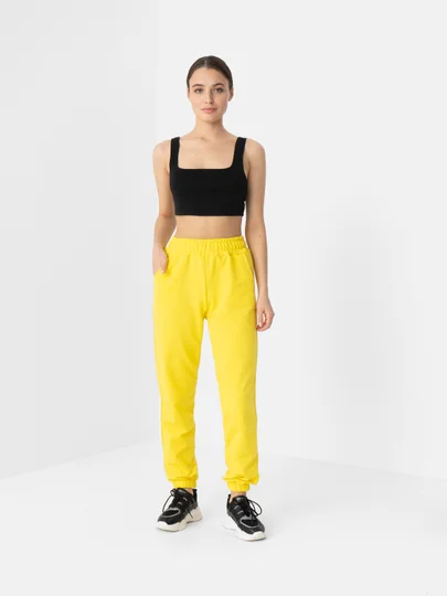 Желтый женские спортивные штаны на резинке (желтые брюки Sport Collection)