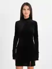 Платье велюровое черное