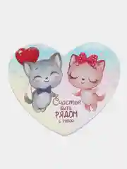 Серый металлик открытка-валентинка с голографией, 7 х 6 см, ассортимент