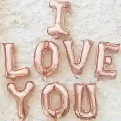 Гирлянда "I LOVE YOU" фольгированные буквы-шары, розовое золото, подарок романтика