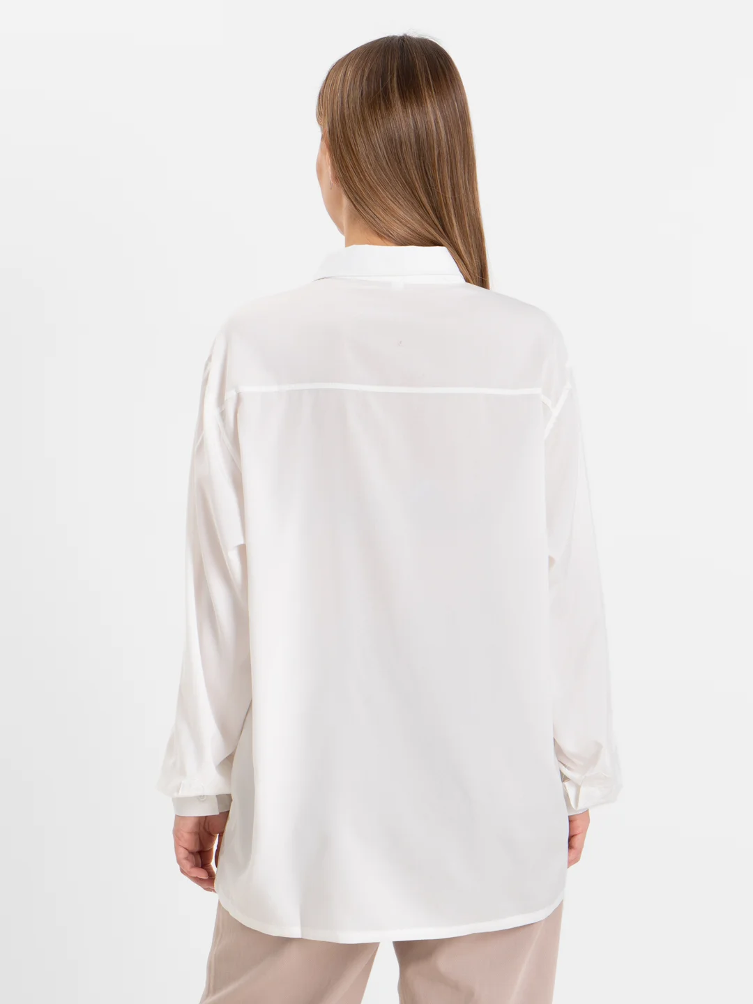 TrendD / Рубашка белая базовая Unisex прямая c длинным рукавом