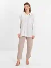 TrendD / Рубашка белая базовая Unisex прямая c длинным рукавом
