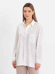 TrendD / Рубашка белая базовая Unisex прямая c длинным рукавом