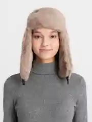 Бежевый меланж шапка-ушанка, унисекс