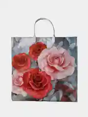 Кораллово-розовый пакет подарочный с пластиковой ручкой, 38 х 38 см/Пакет плотный/Пакет на каждый день