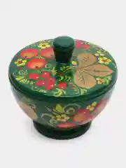 Сахарница деревянная, ручная работа, хохлома
