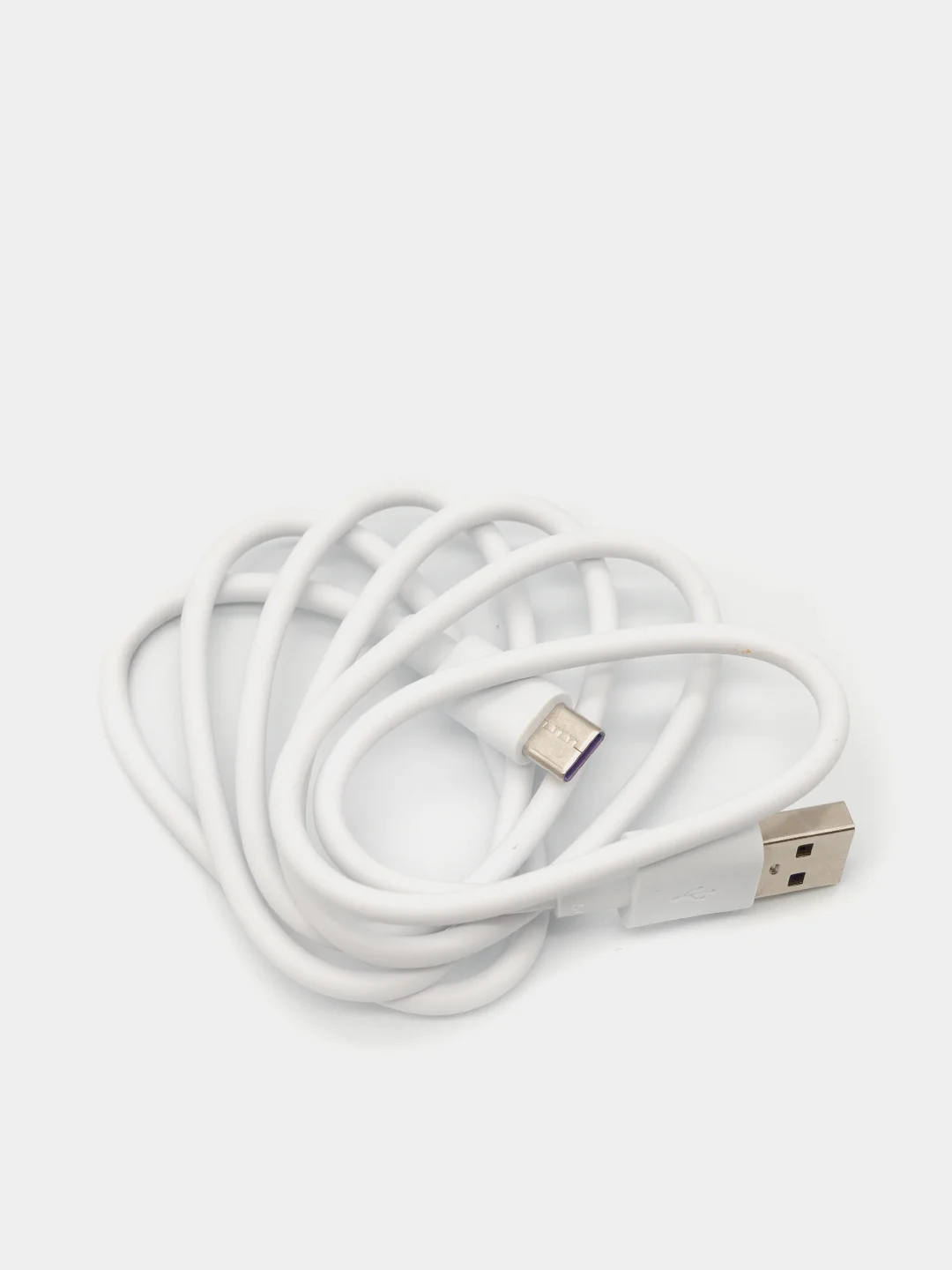 Белый кабель USB Type C 5A для быстрой зарядки / 1 метр