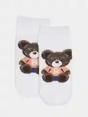 Белый носки женские короткие с мультяшными медвежатами