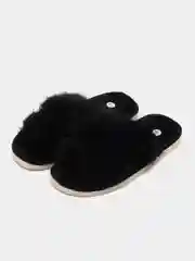 Серый тапочки домашние женские, меховые, пушистые, открытые