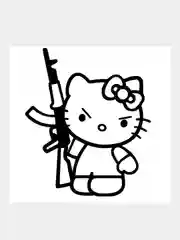 Черный наклейка на авто / машину / стекло "Hello Kitty" 20х17см
