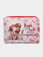 Розовый косметичка, подарок балерине, фигуристке, гимнастке / сумочка для косметики, разные принты