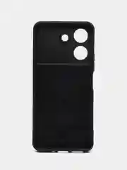 Угольный чехол для Xiaomi Redmi 13C / Poco C65 противоударный, с металлической подставкой кольцом