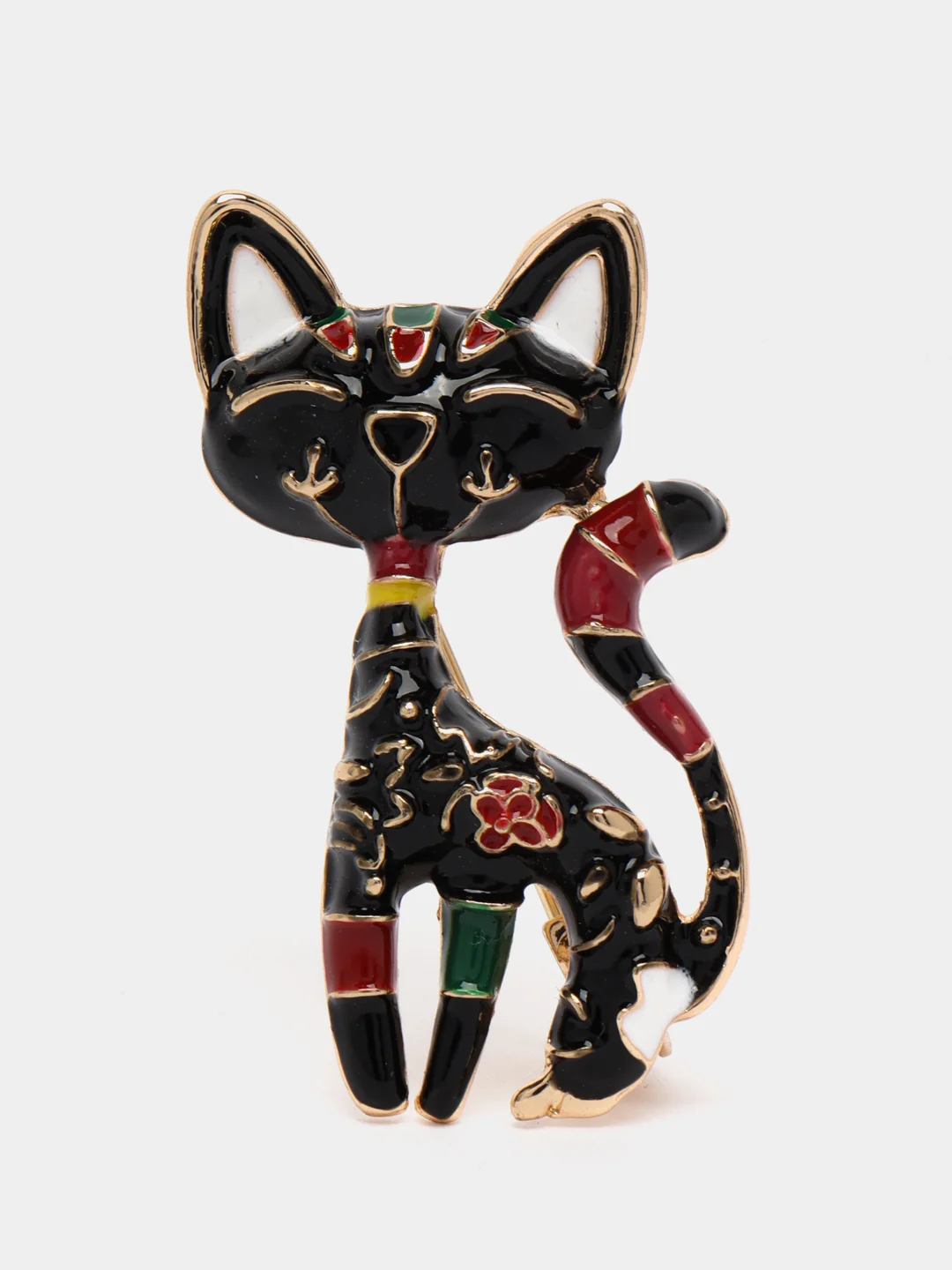 Красный брошь женская "Кошка"