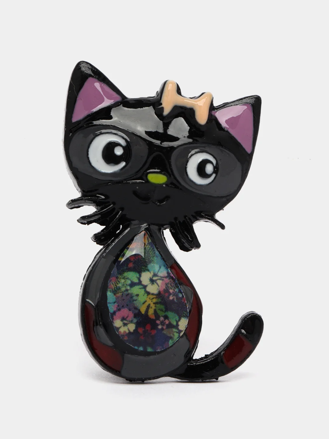 Угольный брошь женская "Кошка"