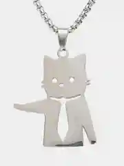 Серебряный цепочка на шею с кулоном "Кот"