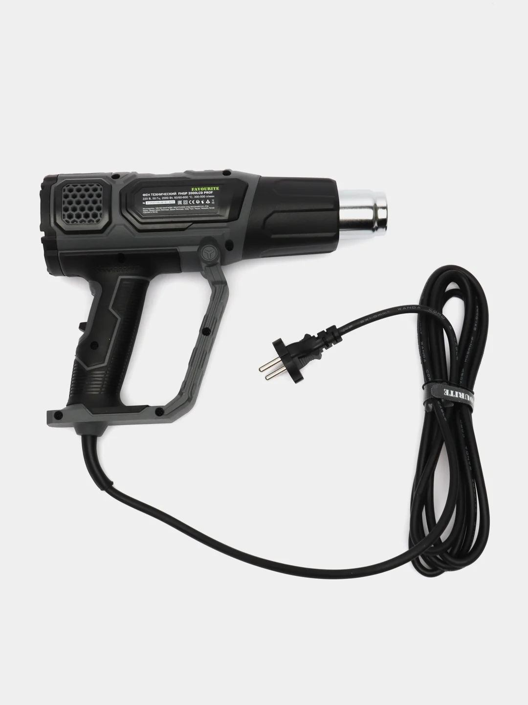 Фен технический FAVOURITE FHGP 2000LCD PROF,  2000Вт, 60/60-600С, 300-500л/мин, насадки