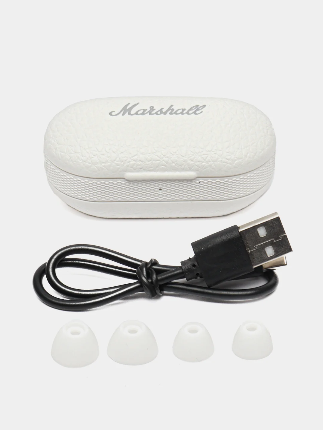 Белый беспроводные Bluetooth наушники TWS с сенсором Marshall, зарядка на день, на сутки, с кейсом