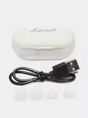 Белый беспроводные Bluetooth наушники TWS с сенсором Marshall, зарядка на день, на сутки, с кейсом
