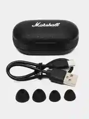Черный беспроводные Bluetooth наушники TWS с сенсором Marshall, зарядка на день, на сутки, с кейсом
