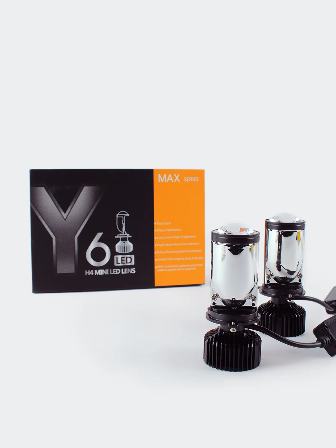 Светодиодная Led лампa Y6D MAX, мини линзы FAROCARO 70Вт H4