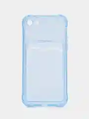 Небесно-голубой чехол с карманом для карт iPhone XR, 11, 12, 13, 14, 15, Pro, Pro Max, Plus, 7, 8, айфон