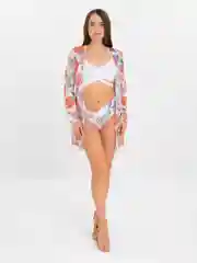Белый купальник раздельный, с парео