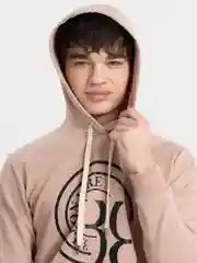 Светло-бежевый худи мужское без флиса