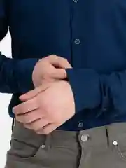 Индиго рубашка мужская, стойка воротник