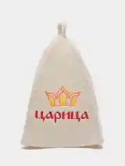 Белый шапка банная с принтом, шапка в баню, подарок к 8-му марта