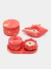 Алый декоративный набор шкатулки и ароматические свечи для дома