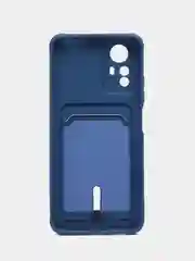 Синий чехол на Redmi Note 12S (Редми Нот 12с), силиконовый, с карманом для карты