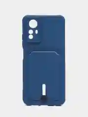 Синий меланж чехол на Redmi Note 12S (Редми Нот 12с), силиконовый, с карманом для карты