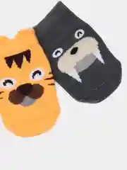 Серый носки детские с принтом Animals, 2 пары