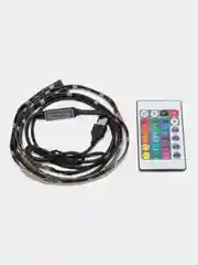 Лента RGB светодиодная 2 х 50 см, с пультом, для авто, ТВ, монитора, USB