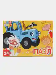 Желтый пазл детский Синий трактор, Транспорт, животные дикие, домашние, на ферме, 24 элемента