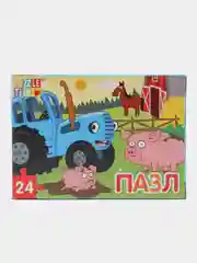 Синий пазл детский Синий трактор, Транспорт, животные дикие, домашние, на ферме, 24 элемента