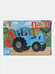 Темно-синий пазл детский Синий трактор, Транспорт, животные дикие, домашние, на ферме, 24 элемента