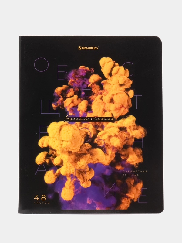 Тетрадь предметная PIGMENT 48 л. глянцевый УФ-лак, ОБЩЕСТВОЗНАНИЕ, клетка, BRAUBERG 404759