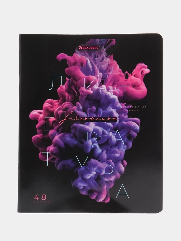 Тетрадь 48 листов в клетку предметная для школы, литература, Brauberg Pigment, 404766