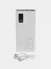 Белый портативный внешний аккумулятор 20000 mAh (Powerbank) повербанк