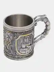 Серый меланж металлическая кружка Скелет/Череп/Герб
