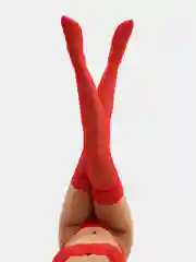Красный чулки эротические женские, тонкие чулки с элегантной кружевной резинкой