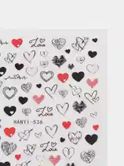 Красный наклейки-слайдеры новогодние  для ногтей "сердце, губы, LOVE"