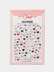 Красный наклейки-слайдеры новогодние  для ногтей "сердце, губы, LOVE"