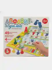 Белый детская настольная игра-ходилка "Алфавит", 49 пластиковых русских букв, азбука