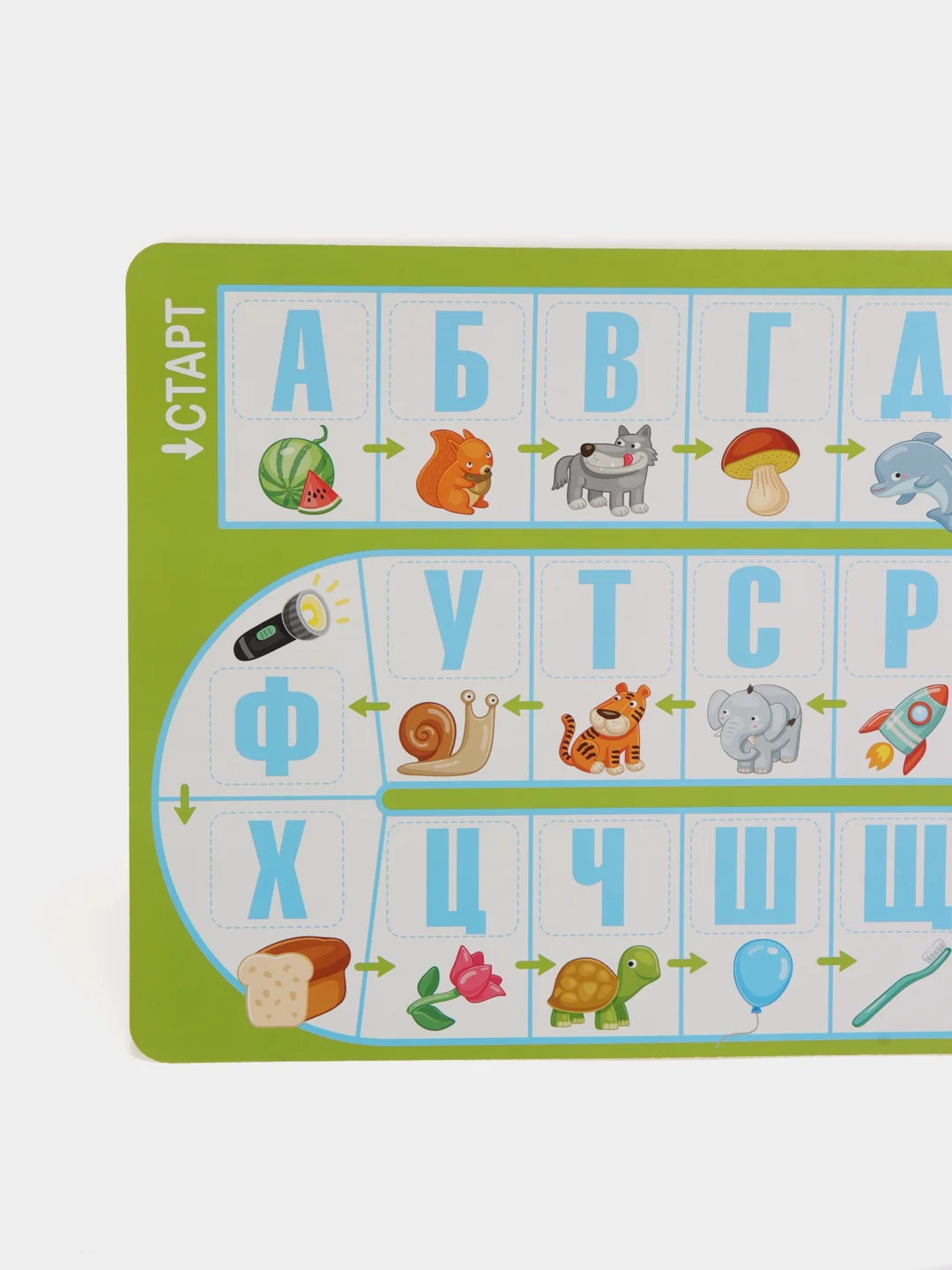 Белый детская настольная игра-ходилка "Алфавит", 49 пластиковых русских букв, азбука