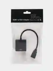Черный переходник адаптер HDMI на VGA для подключения компьютера, монитора и видеокарты